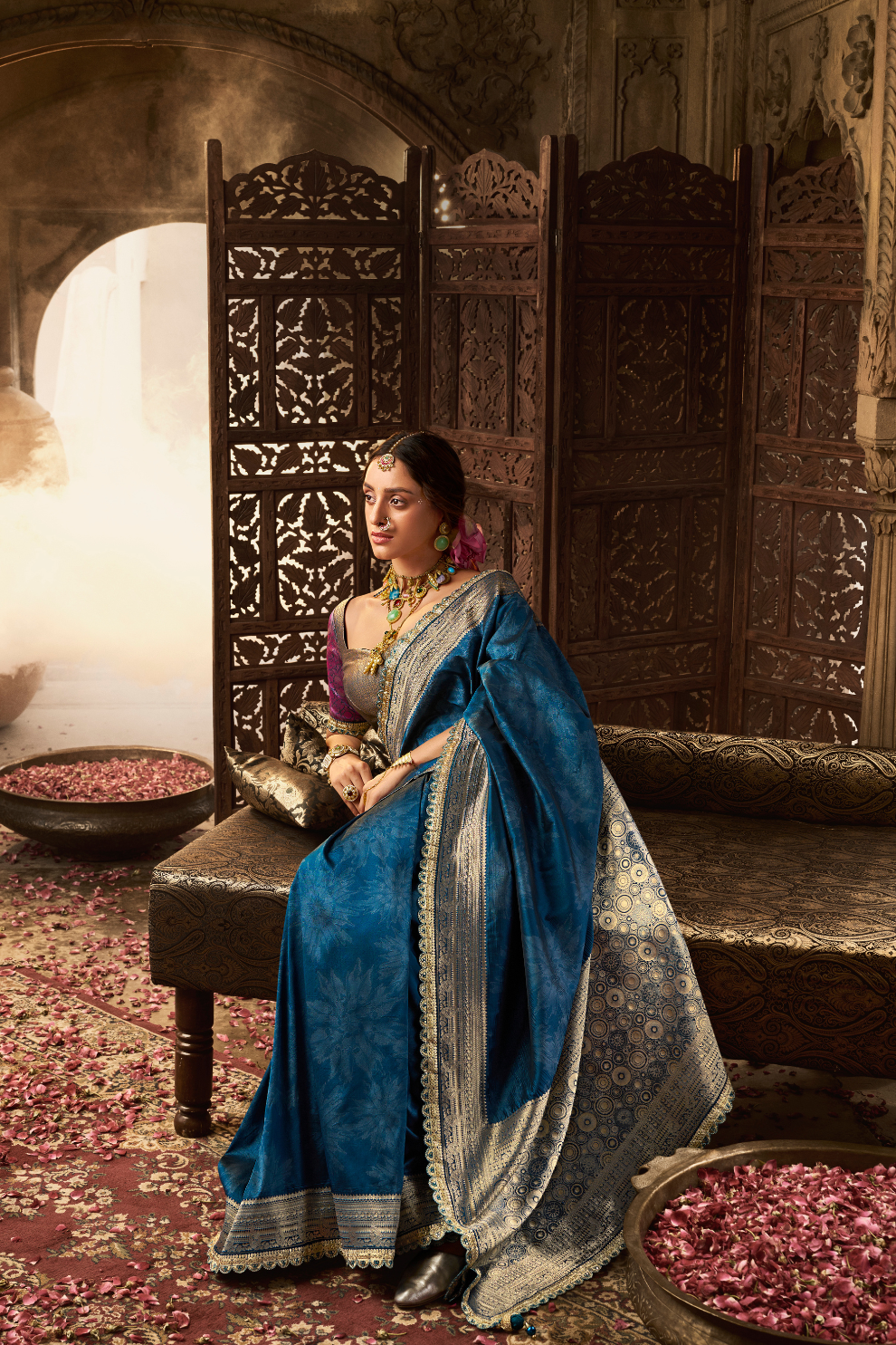 Soft Banarasi Silk Saree with Fancy Fabric - LaVante Fashion