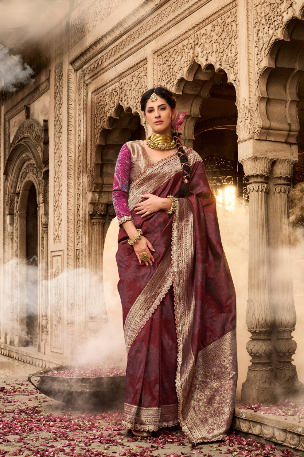 Soft Banarasi Silk Saree with Fancy Fabric - LaVante Fashion