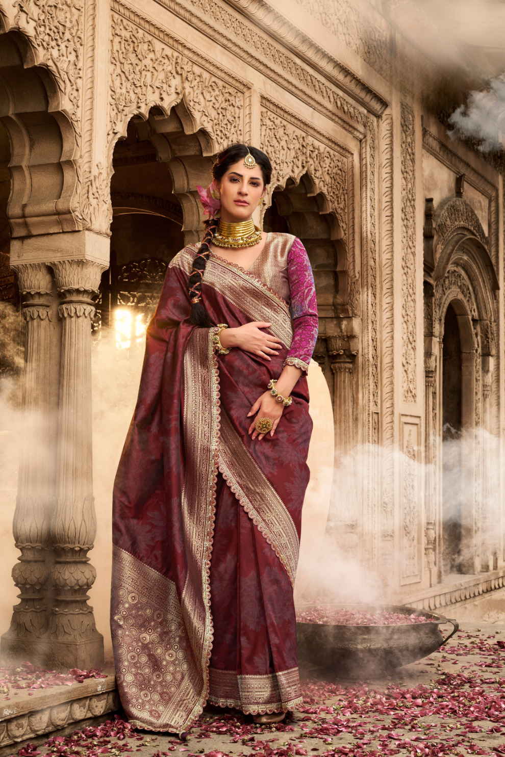 Soft Banarasi Silk Saree with Fancy Fabric - LaVante Fashion