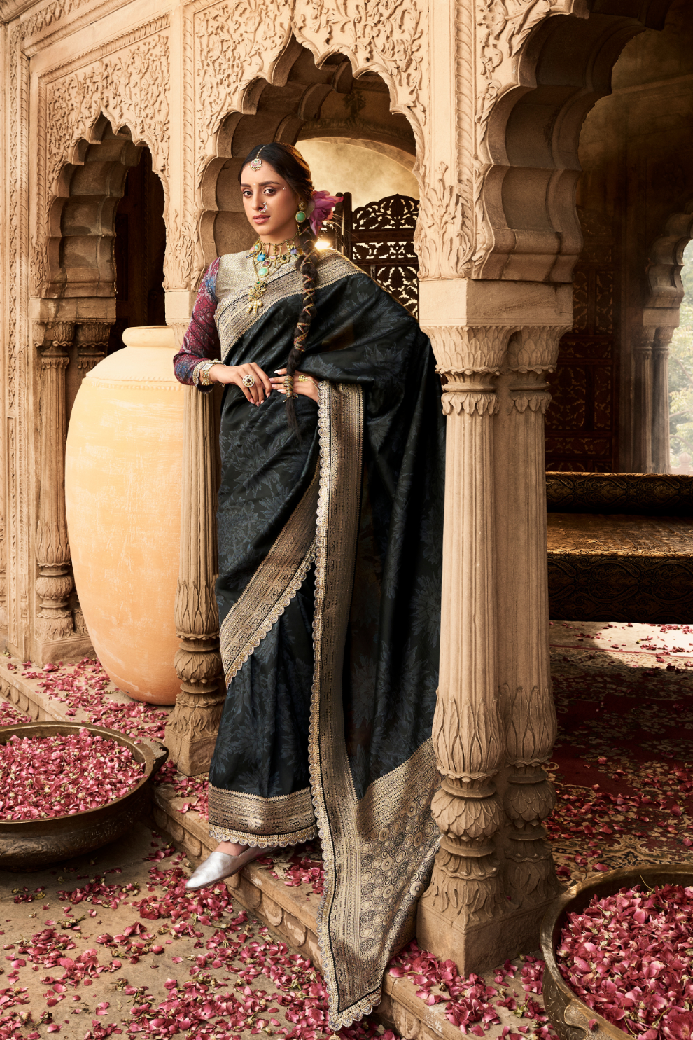 Soft Banarasi Silk Saree with Fancy Fabric - LaVante Fashion