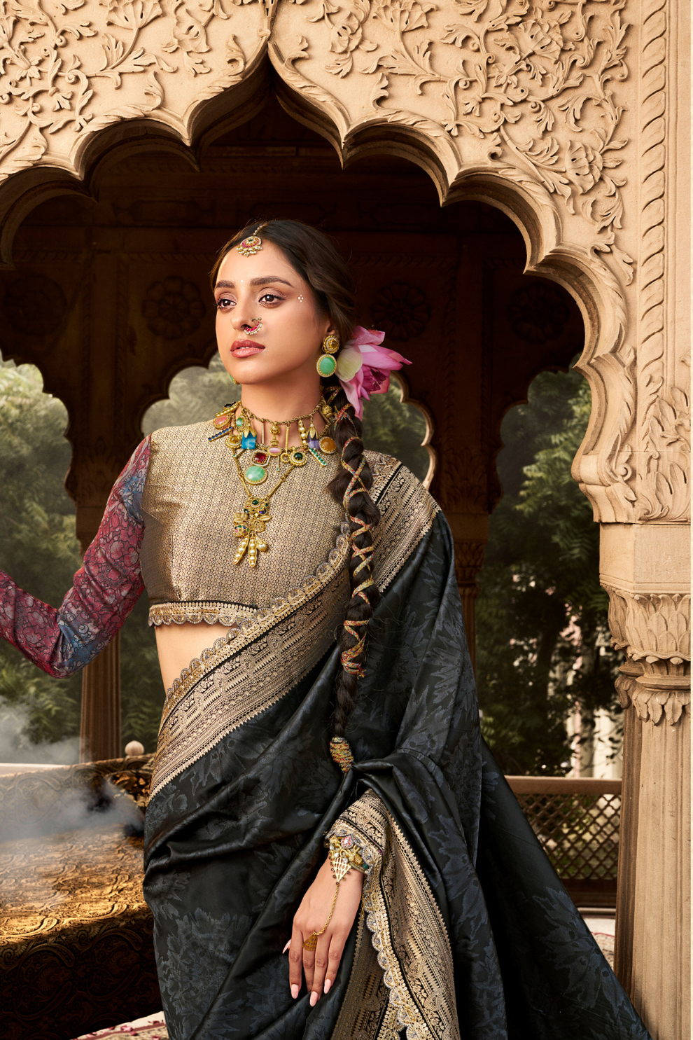 Soft Banarasi Silk Saree with Fancy Fabric - LaVante Fashion