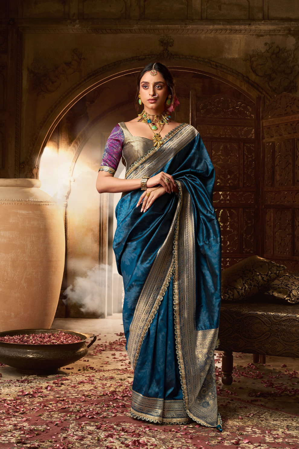Soft Banarasi Silk Saree with Fancy Fabric - LaVante Fashion