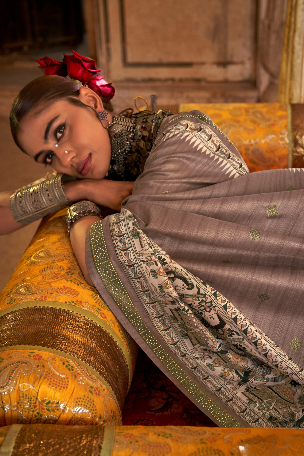 Modern Art-Inspired Digital Print Viscose Silk Saree