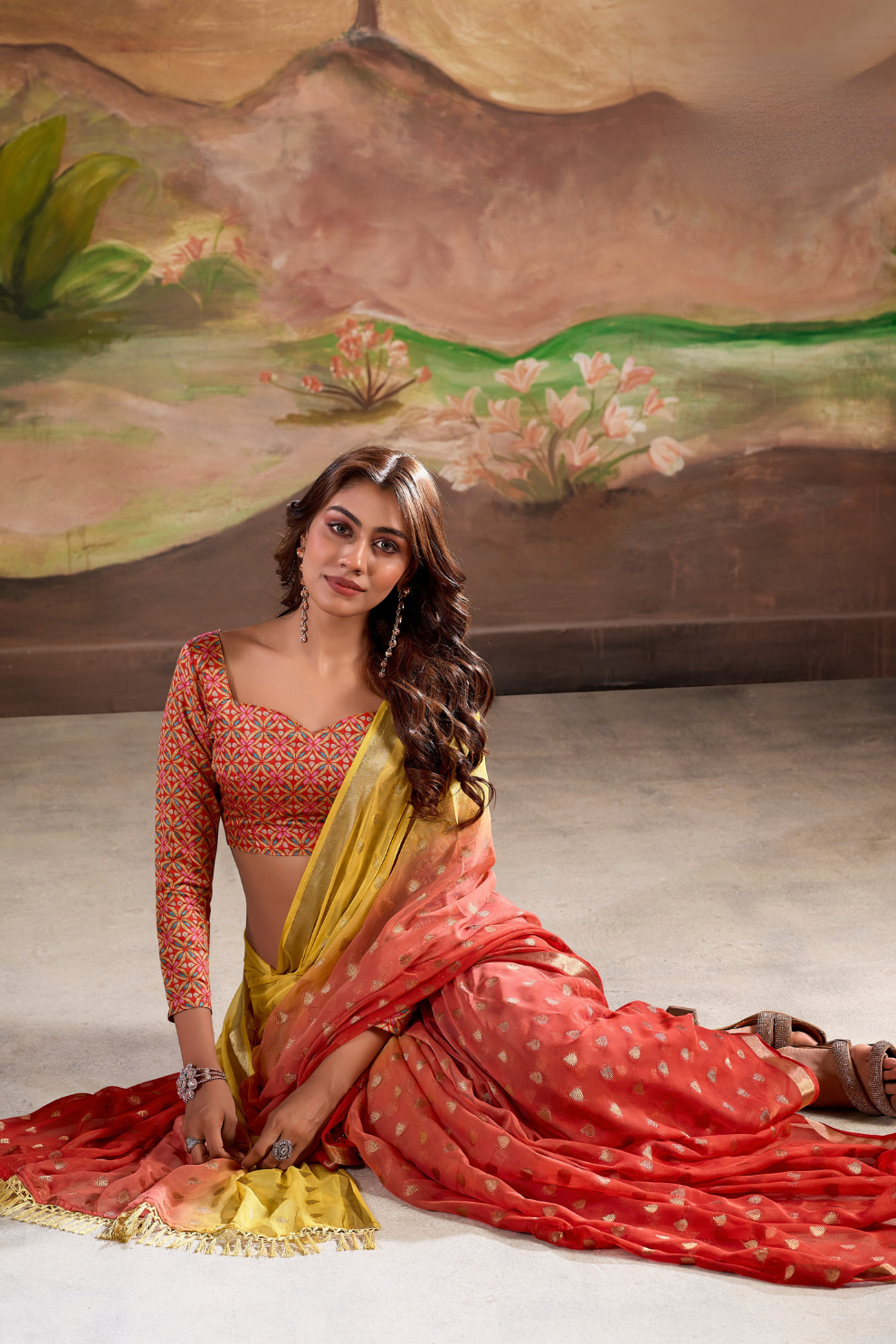 Georgette Silk Saree with Handloom Blouse - LaVante Fashion