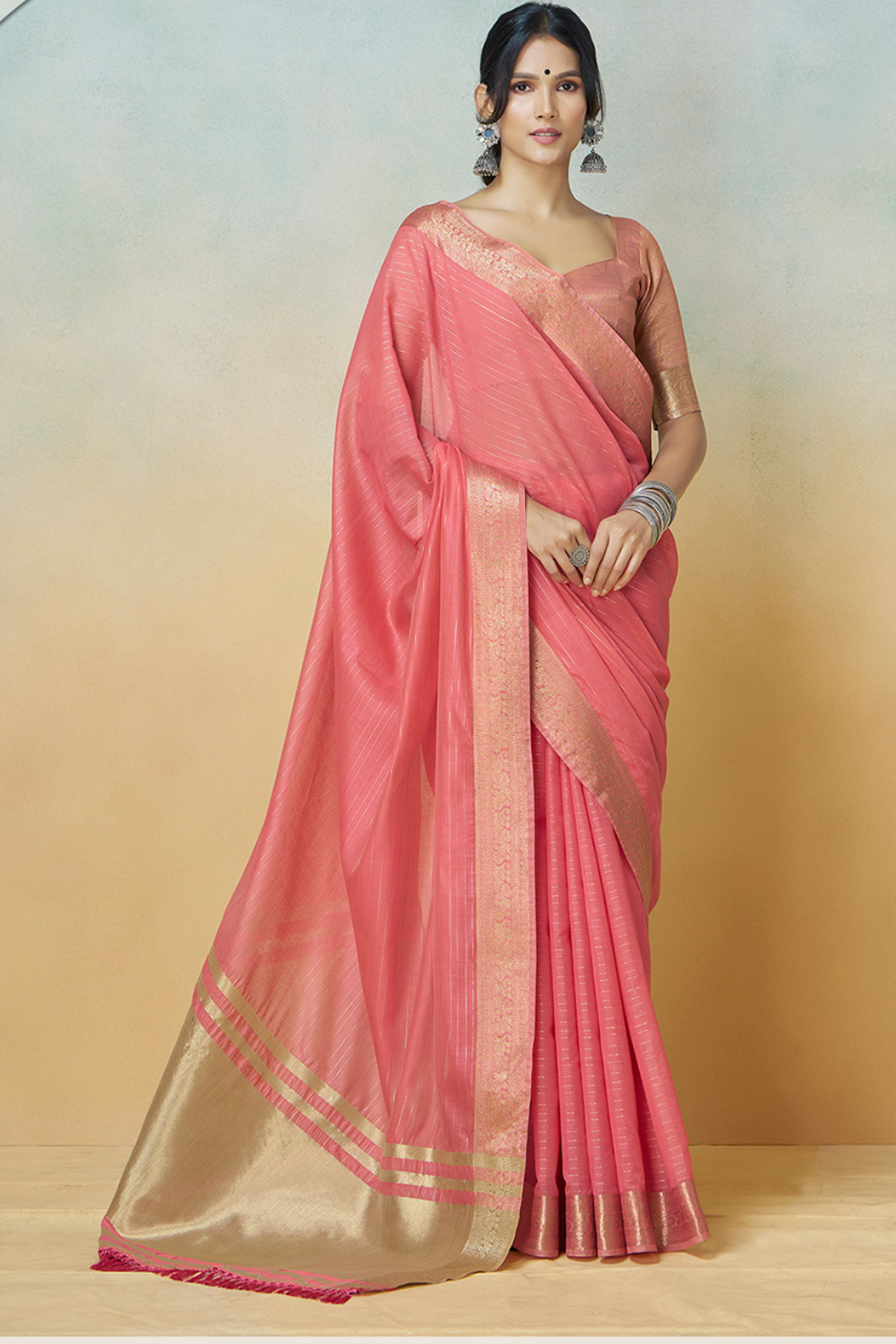 Elegant Shine Silk Saree with Lustrous Sheen - LaVante Fashion