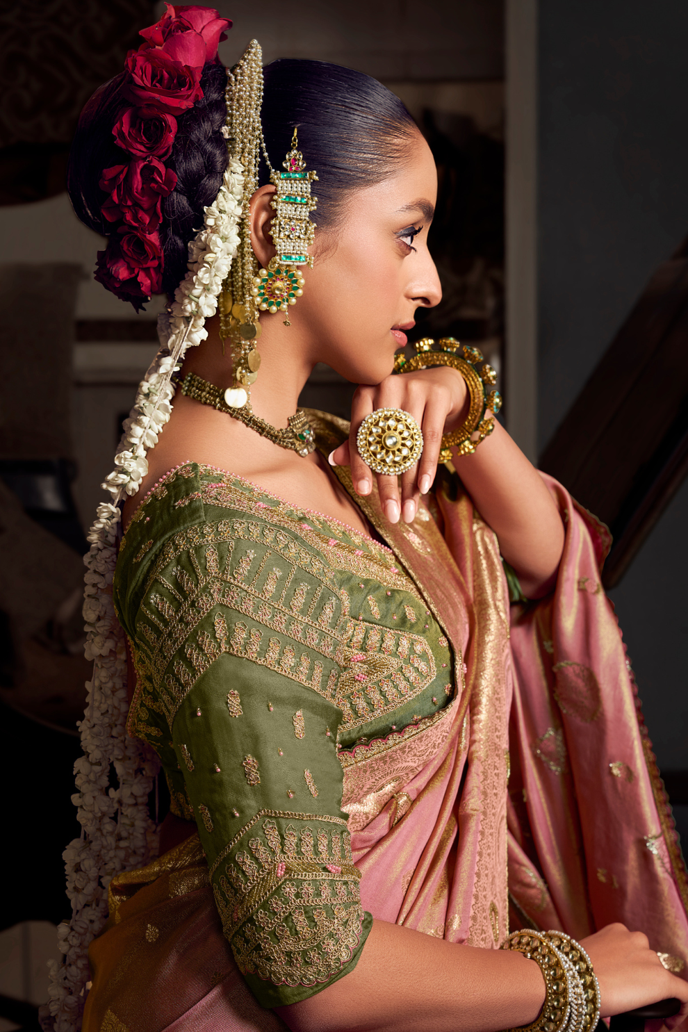 Pure Viscose Tissue Saree with Handworked Pallu and Contrast Designer - LaVante Fashion