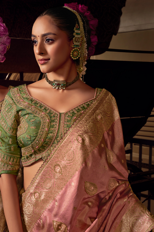 Pure Viscose Tissue Saree with Handworked Pallu and Contrast Designer - LaVante Fashion