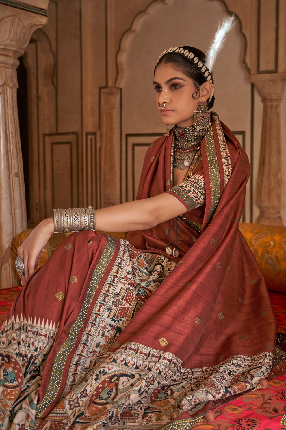 Modern Art-Inspired Digital Print Viscose Silk Saree