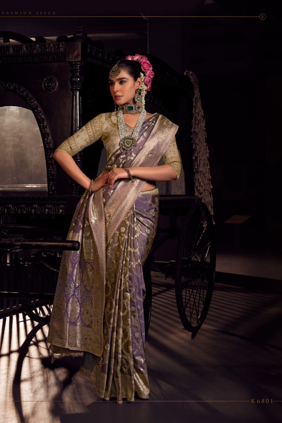 Pure Viscose Tissue Saree with Handworked Pallu and Contrast Designer - LaVante Fashion