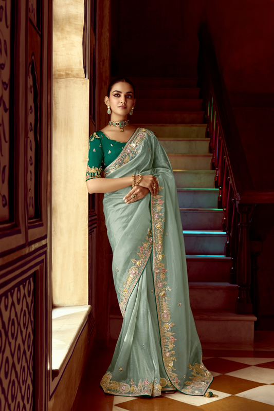 Elegant Lightweight Tissue Silk Saree for Festive and Party Wear
