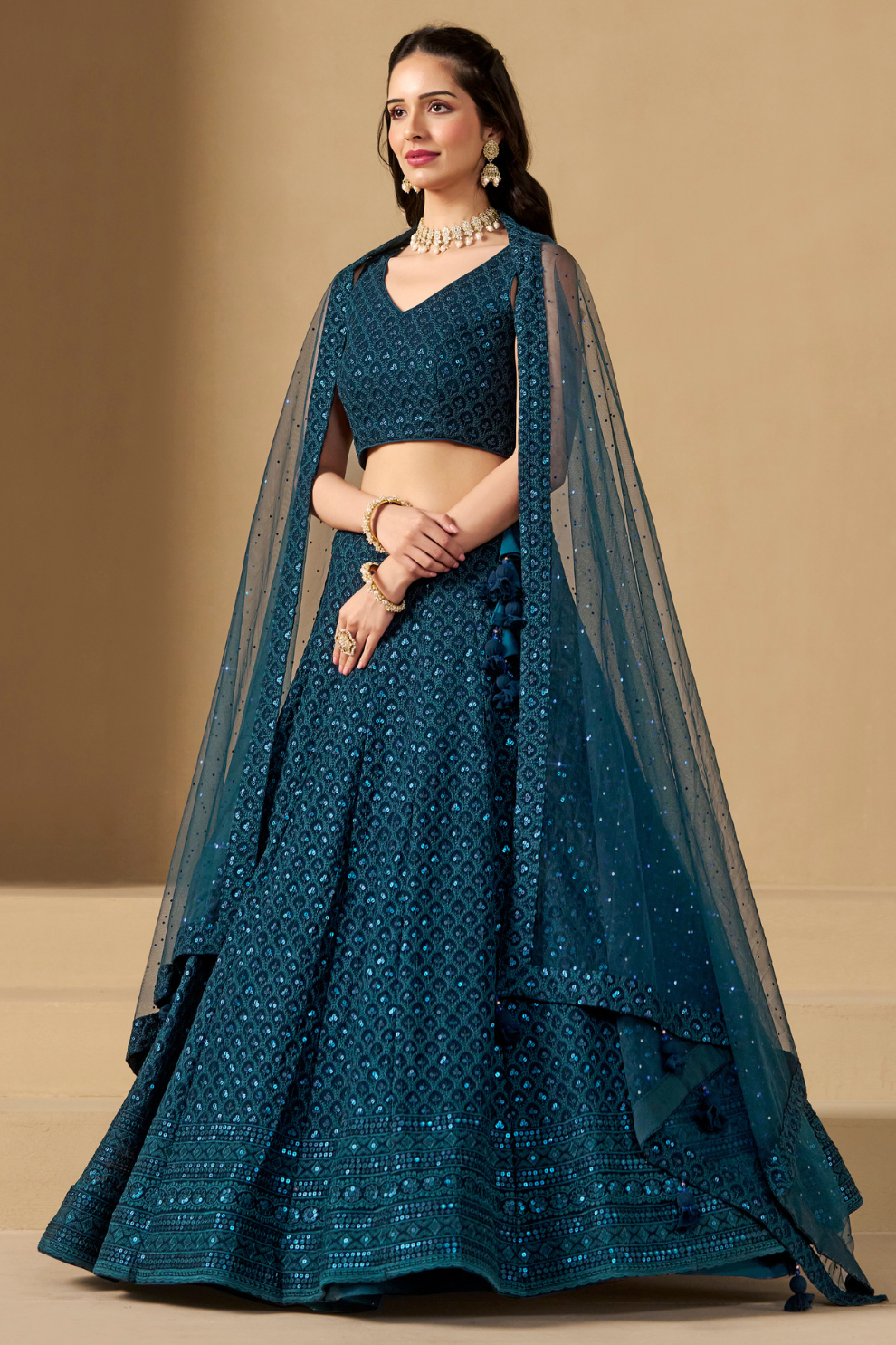 Captivating Thread Work Georgette Party Wear Lehenga Choli