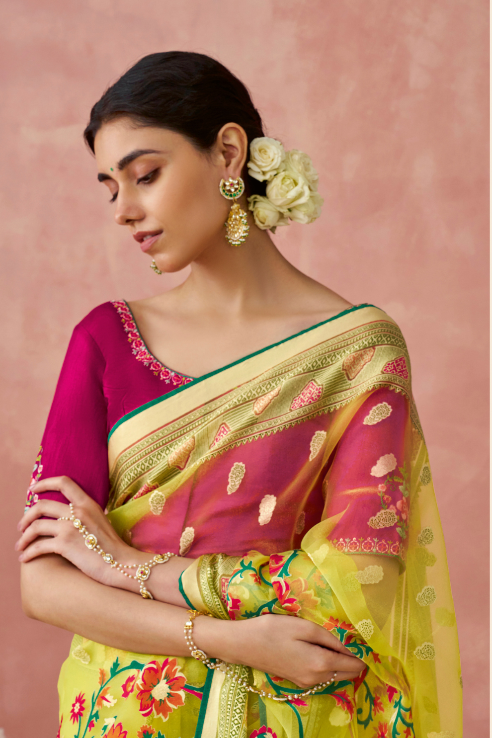 Brasso Teal Printed Saree for Elegant Festive Wear