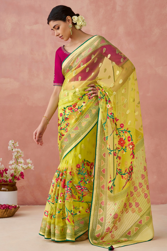 Brasso Teal Printed Saree for Elegant Festive Wear