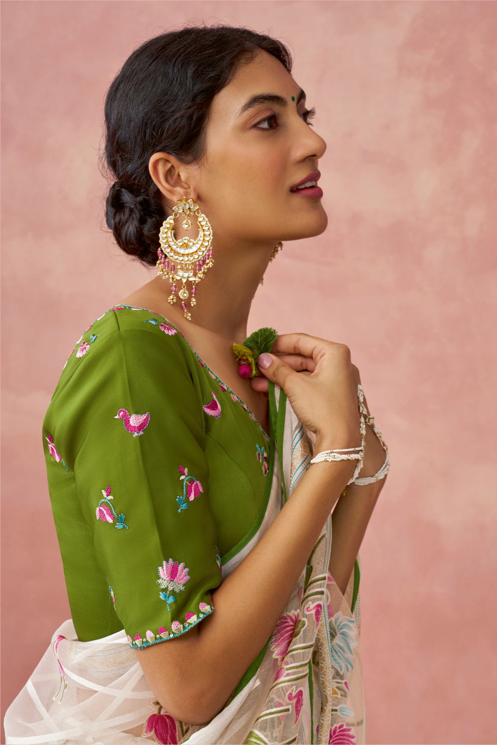 Brasso Teal Printed Saree for Elegant Festive Wear