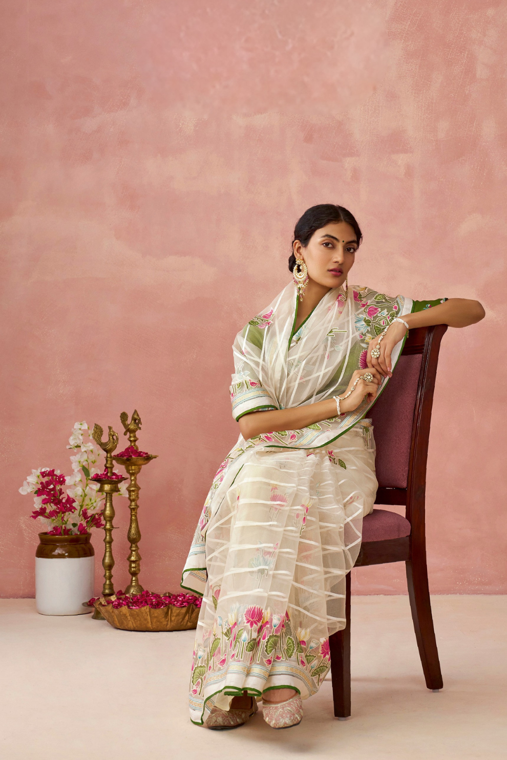 Brasso Teal Printed Saree for Elegant Festive Wear