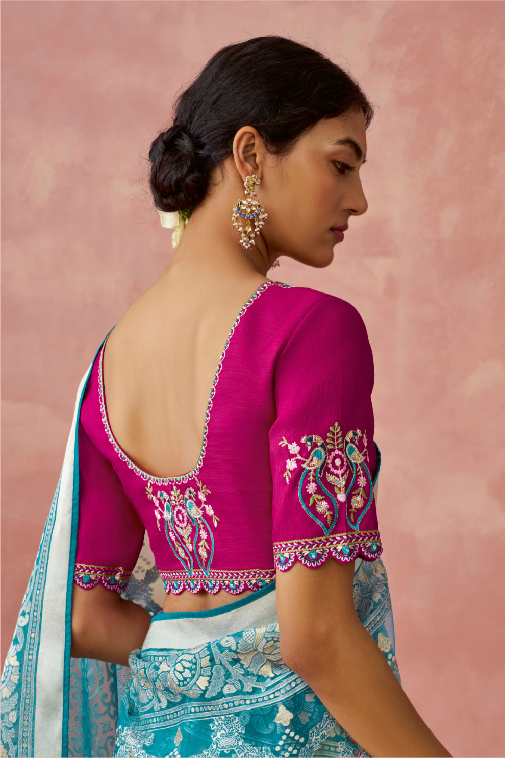 Brasso Teal Printed Saree for Elegant Festive Wear