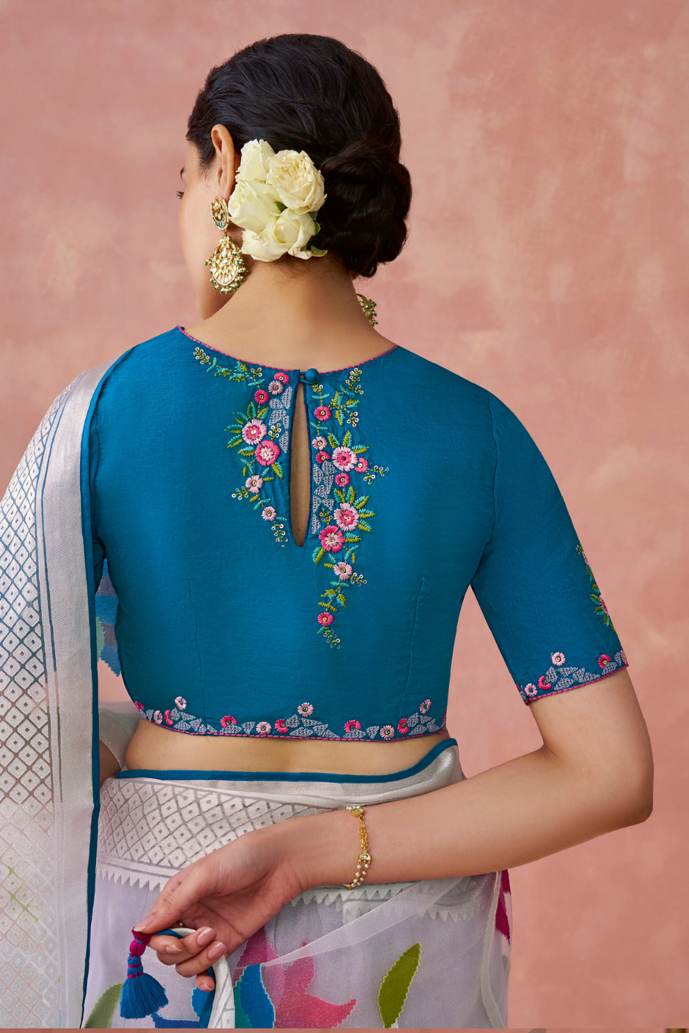 Brasso Teal Printed Saree for Elegant Festive Wear