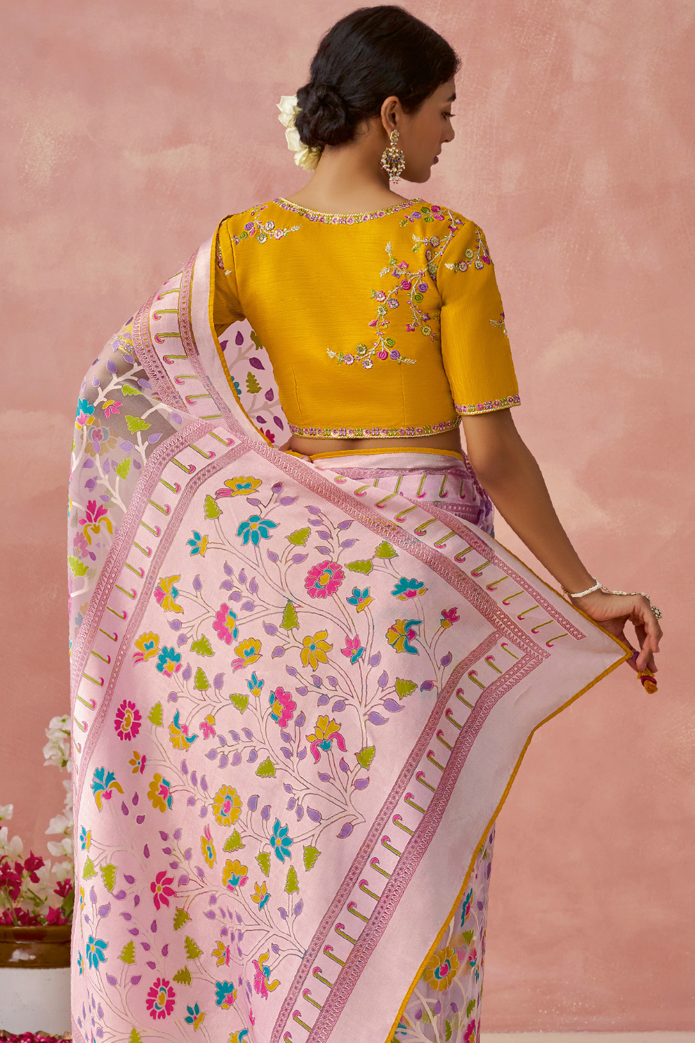 Brasso Teal Printed Saree for Elegant Festive Wear