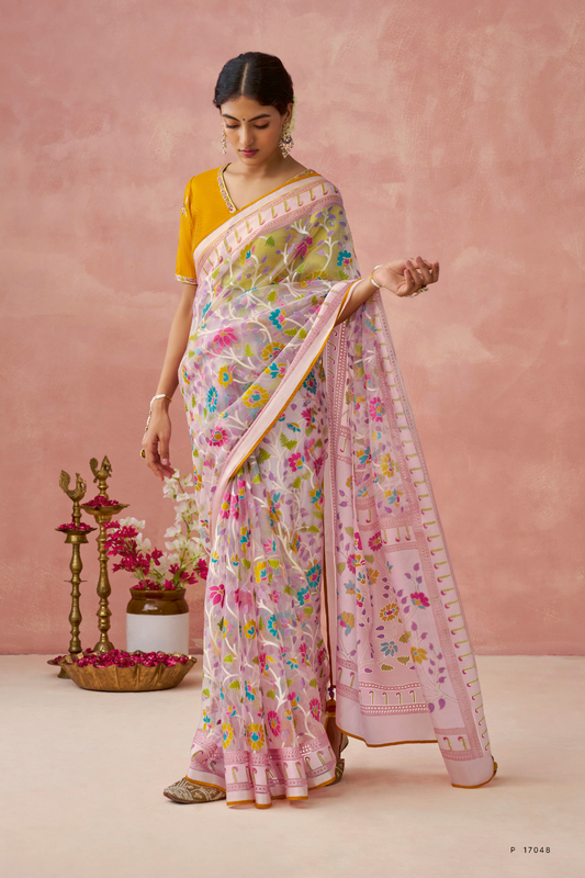 Brasso Teal Printed Saree for Elegant Festive Wear