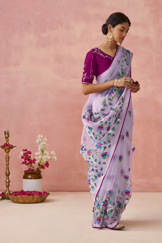 Brasso Teal Printed Saree for Elegant Festive Wear