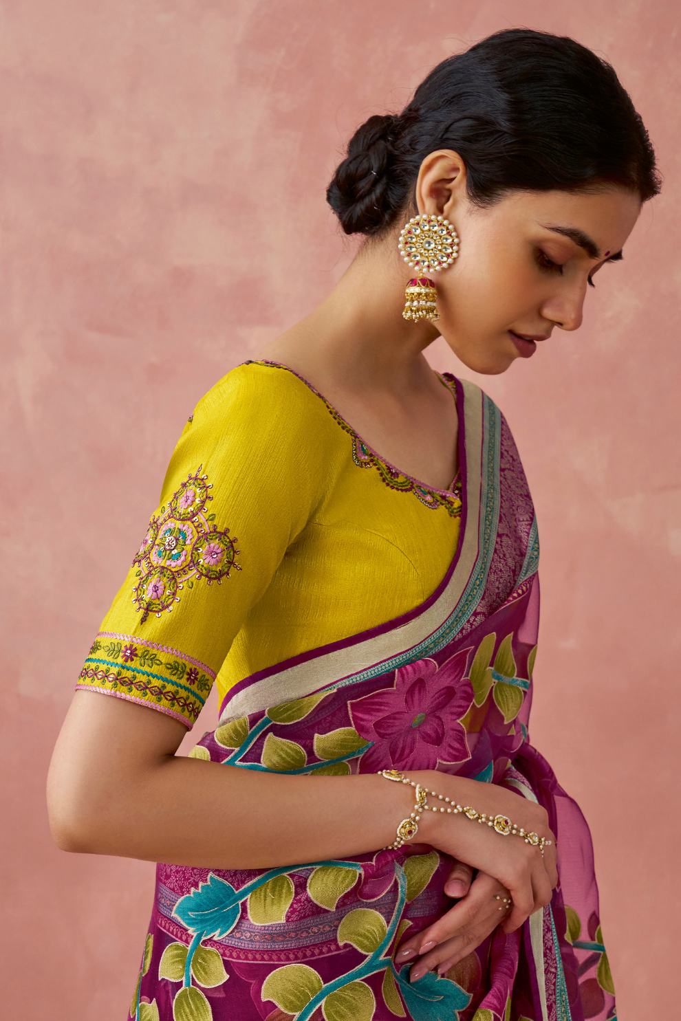 Brasso Teal Printed Saree for Elegant Festive Wear