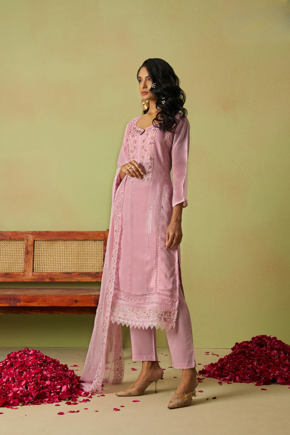 Designer Pink Straight Salwar Kameez with Intricate Embroidery