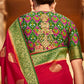 Chili Red Woven Banarasi Patola Silk Saree with Embroidered Blouse