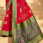 Chili Red Woven Banarasi Patola Silk Saree with Embroidered Blouse