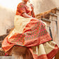 Parchment White Woven Banarasi Patola Silk Saree with Embroidered Blouse
