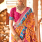 Atomic Orange Printed Patola Silk Saree