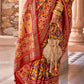 Yellow & Red Printed Patola Silk Saree