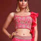 Azalea Pink Bandhani Printed Chinon Silk Lehenga Choli with Heavy Embroidery work