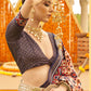 White & Grey Patola Printed Sik Saree