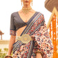 White & Grey Patola Printed Sik Saree