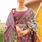 White & Purple Patola Printed Sik Saree