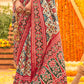 White & Red Patola Printed Sik Saree