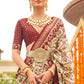 White & Brown Patola Printed Sik Saree