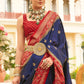 Berry Blue Printed Patola Silk Saree