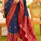 Berry Blue Printed Patola Silk Saree