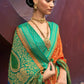Yam Orange Designer Printed Brasso Silk Saree