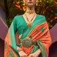 Yam Orange Designer Printed Brasso Silk Saree