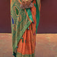 Yam Orange Designer Printed Brasso Silk Saree