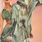 Basil Green Digital Printed Satin Crepe Designer Saree