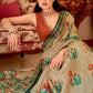Beige Brown Designer Printed Silk Saree