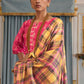 Yellow & Pink Printed Silk Saree