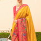 Yellow & Red Paithani Printed Silk Saree