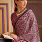 Black & Red Ajrakh Printed Satin Crepe Saree:Summer Collection