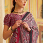 Black & Red Ajrakh Printed Satin Crepe Saree:Summer Collection