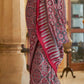 Black & Red Ajrakh Printed Satin Crepe Saree:Summer Collection