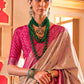 Beige Brown Patola Silk Saree with Sambhal Puri Print